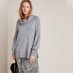 Anthropologie Womens small Oversized Gray balloon sleeve Long Sleeve Sweater